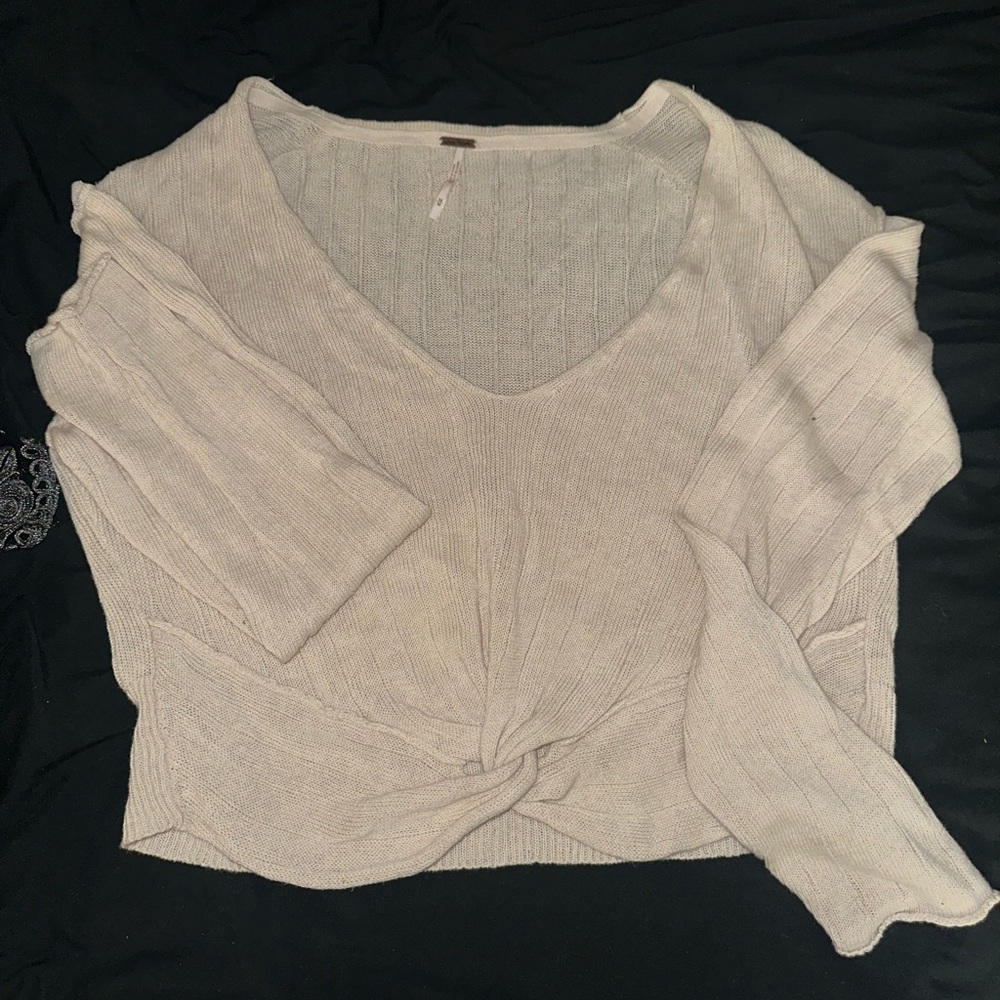 Free people beige cropped shirt